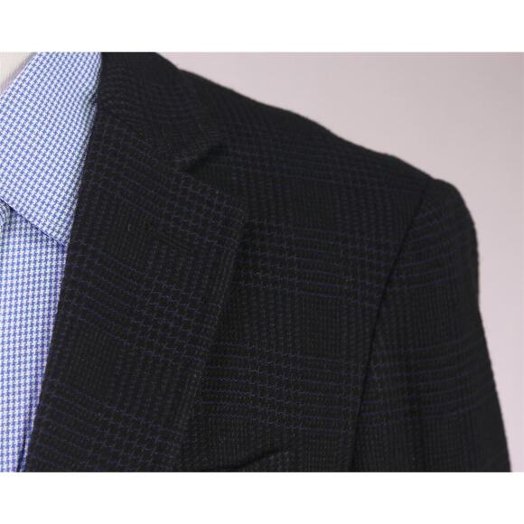 Pal Zileri Black/Purple Plaid Knit Wool-Cotton Unstructured 2B Blazer Jacket 40R - Picture 4 of 10
